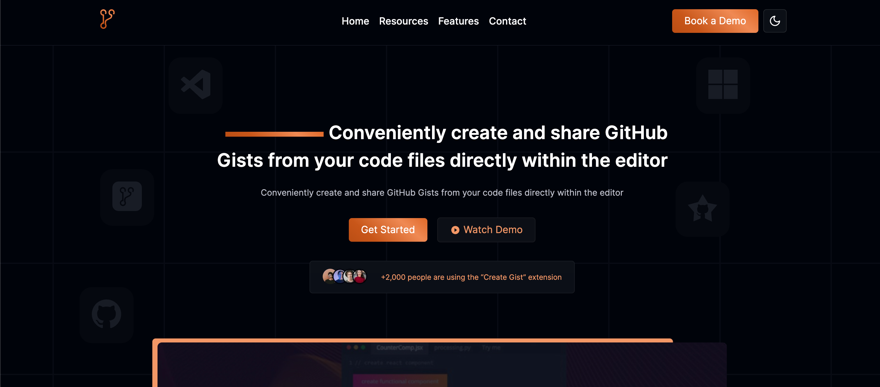 Code to Gist web interface
